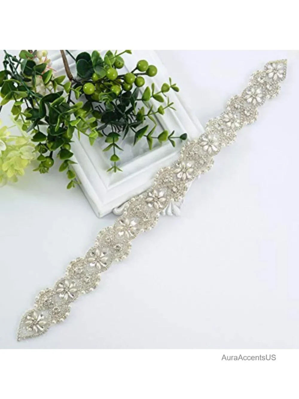 Beaded Bridal Belt with Pearls and Rhinestones Wedding Sash